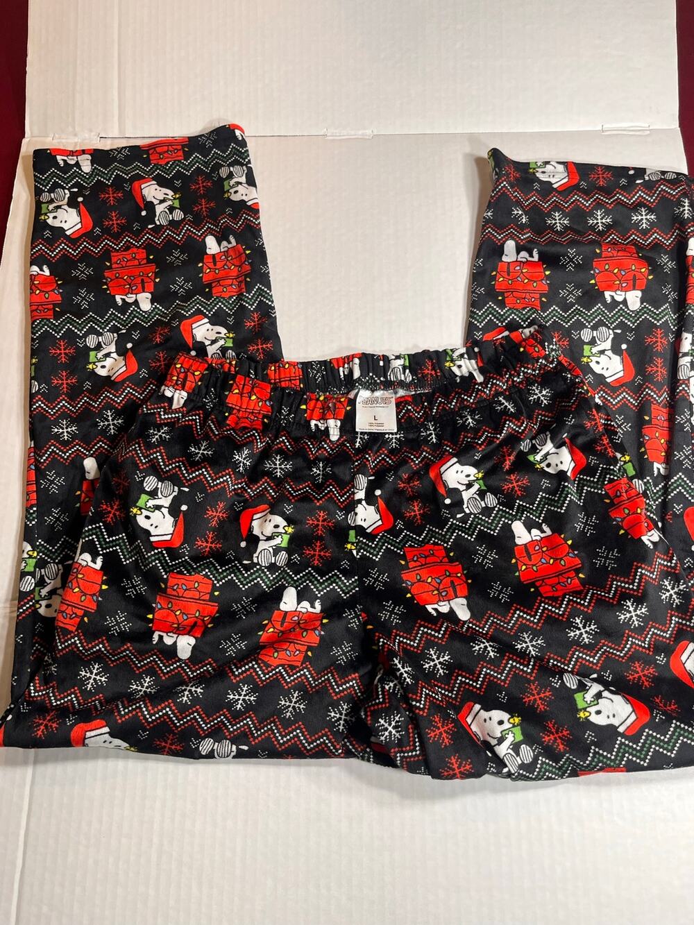 Peanuts Brand‎ Snoopy Christmas Pajama Pants Holiday Print Size Large-used